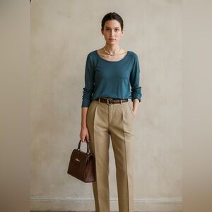 Talbots Women's Teal Cashmere Blend Flared Tie Sleeve Sweater Womens Size Large